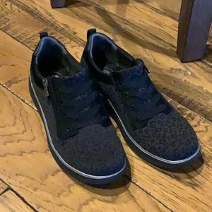 Bzees black leopard sneakers.